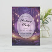 Violet at Midnight Enchanted Forest Birthday Party 招待状 (スタンド正面)