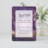Violet at Midnight Enchanted Forest Wedding 出欠カード (スタンド正面)