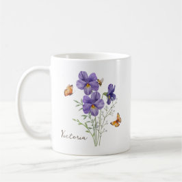 Violet Birth Month Flower コーヒーマグカップ
