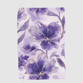 Violet Blooms Watercolor Purple Flowers Painted ゴルフタオル