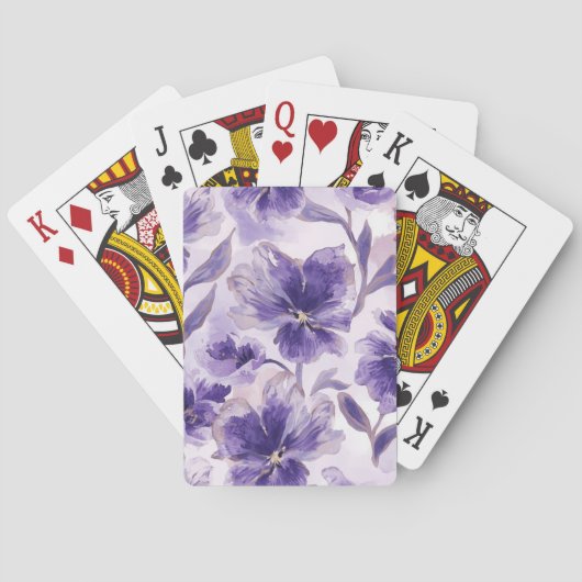 Violet Blooms Watercolor Purple Flowers Painted トランプ (裏面)