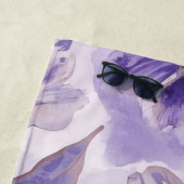 Violet Blooms Watercolor Purple Flowers Painted ビーチタオル (インサイチュ)