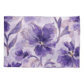 Violet Blooms Watercolor Purple Flowers Painted 枕カバー (裏面)