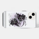 「Violet Blossom Abstraction」、Apple iPhone 14ケース iPhoneケース (裏面横)