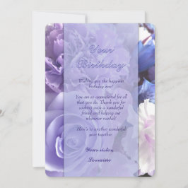 Violet Blue Rose Birthday Card 招待状