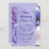 Violet Blue Rose Birthday Card 招待状 (正面/裏面)