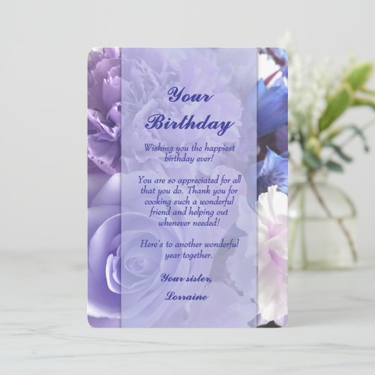 Violet Blue Rose Birthday Card 招待状 (スタンド正面)
