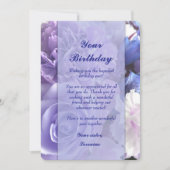 Violet Blue Rose Birthday Card 招待状 (正面)