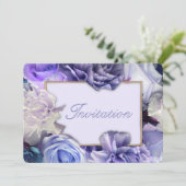 Violet Blue Rose Birthday Party Invitation 招待状 (スタンド正面)
