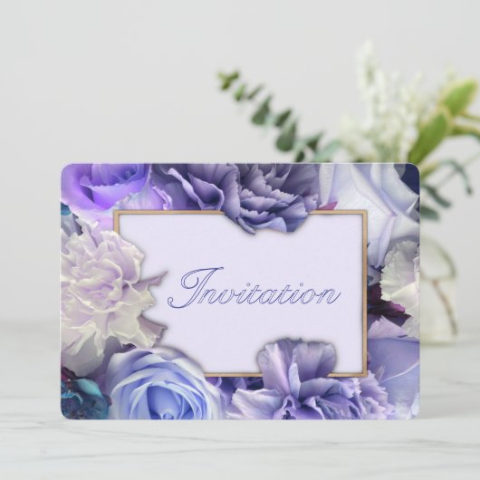 Violet Blue Rose Birthday Party Invitation 招待状 (スタンド正面)