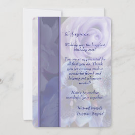 Violet Blue Rose Floral Birthday Card 招待状