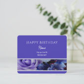 Violet Blue Rose Happy Birthday Greeting Card (スタンド正面)