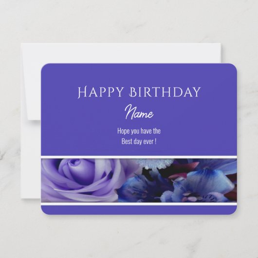 Violet Blue Rose Happy Birthday Greeting Card (正面)