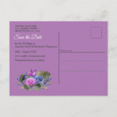 Violet-blue Waterカラーバラ&チューリップ金ゴールドc 案内ポストカード (裏面)