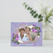 Violet-blue Waterカラーバラ&チューリップ金ゴールドc 案内ポストカード (スタンド正面)