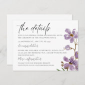 Violet Boho Aquarell Orchideen Hochzeitsfeier エンクロージャーカード (正面/裏面)