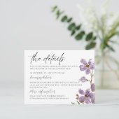 Violet Boho Aquarell Orchideen Hochzeitsfeier エンクロージャーカード (スタンド正面)