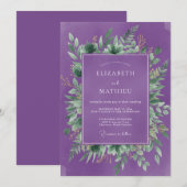 Violet Botanical Flourish Wedding 招待状 (正面/裏面)