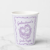 Violet Bow Retro Heart Coquette Cake Galentines 紙コップ (裏面)
