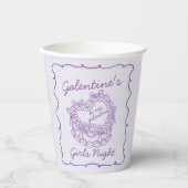 Violet Bow Retro Heart Coquette Cake Galentines 紙コップ (正面)