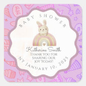 VIOLET bunny pastel party babyshower スクエアシール (正面)