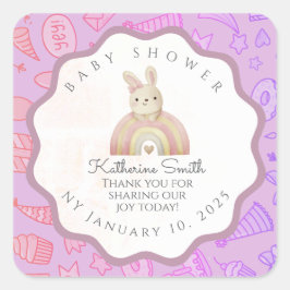 VIOLET bunny pastel party babyshower スクエアシール