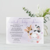 Violet Cute Animals in Masksバーチャル赤ちゃんシャワー 招待状 (スタンド正面)