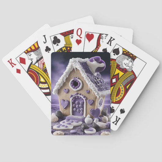 Violet Enchanted Gingerbread House Playing Cards トランプ (裏面)