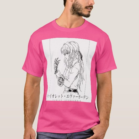 Violet Evergarden - ヴァイオレット (モノクロ) Tシャツ (正面)