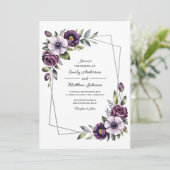 Violet Floral Frame Wedding Invitation 招待状 (スタンド正面)
