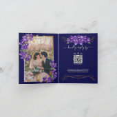 Violet Floral Gold Frame Elegant Folded Invitation 招待状 (内部)