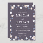 Violet Floral Minimalist Wildflower Graphic 招待状 (正面/裏面)