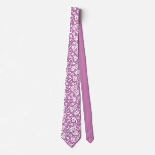 Violet Floral Pattern Custom Necktie ネクタイ (正面)