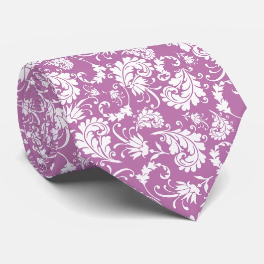 Violet Floral Pattern Custom Necktie ネクタイ (ロール)