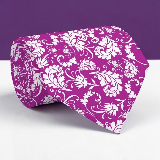 Violet Floral Pattern Custom Necktie ネクタイ