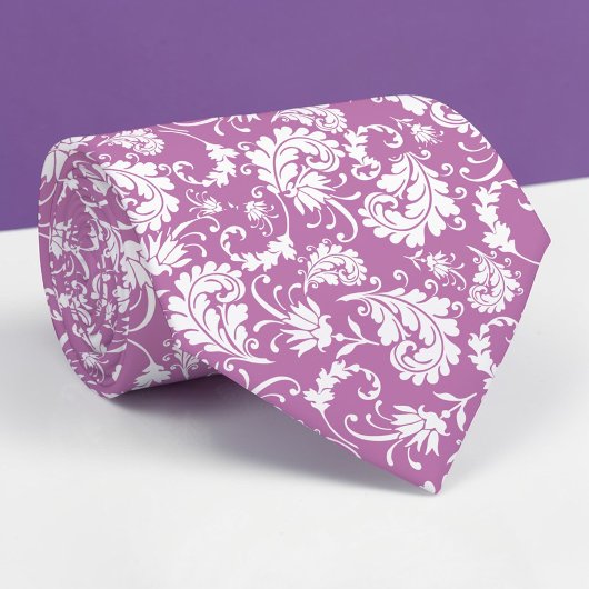Violet Floral Pattern Custom Necktie ネクタイ