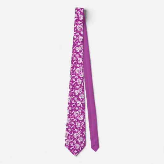 Violet Floral Pattern Custom Necktie ネクタイ (正面)