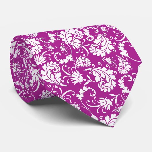 Violet Floral Pattern Custom Necktie ネクタイ (ロール)