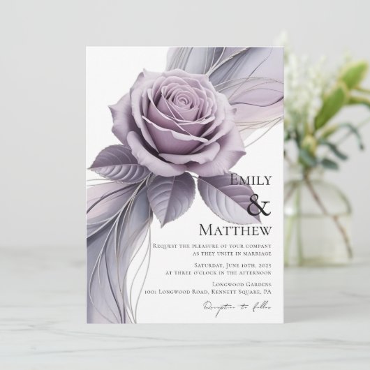 Violet Floral Wedding Invitation 招待状 (スタンド正面)