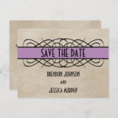 Violet Flowish日縁ど付きハガキを保存 案内ポストカード (正面/裏面)