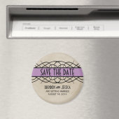 Violet Flowish Save 縁ど the Date Magnet マグネット (インサイチュ (食洗機))