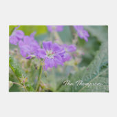 Violet Geranium Wildflower Photo With Family Name ドアマット (正面)