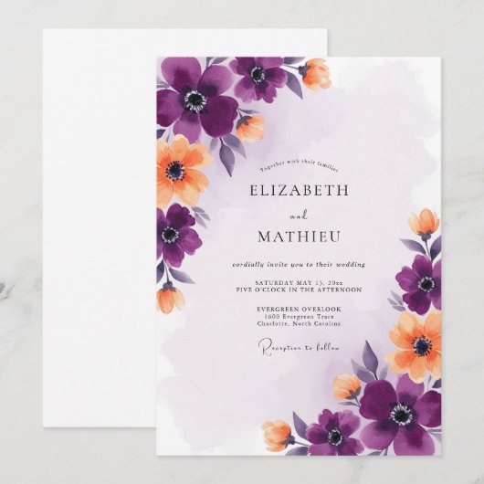 Violet Glorious Summer Wedding 招待状 (正面/裏面)