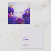 Violet Gold Floral Geometric Frame Elegant スクエア名刺 (正面/裏面)