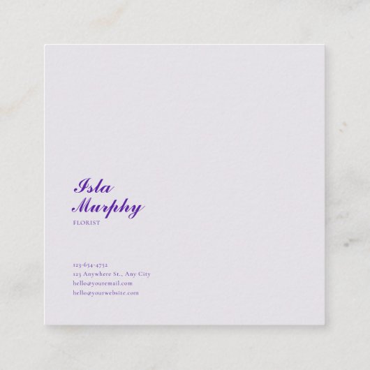 Violet Gold Floral Geometric Frame Elegant スクエア名刺 (裏面)