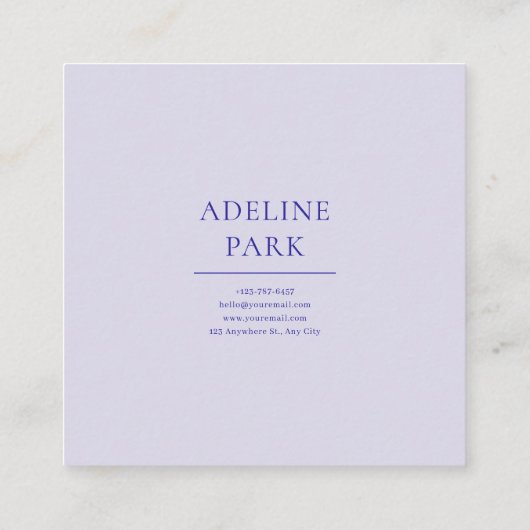 Violet Gold Floral Geometric Frame Elegant スクエア名刺 (裏面)