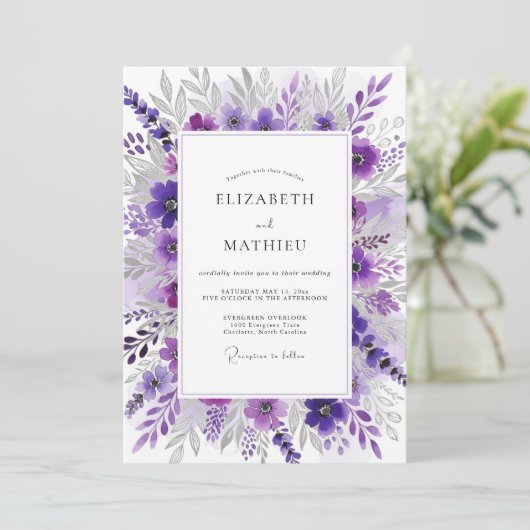 Violet Graceful Spring Wedding 招待状 (スタンド正面)
