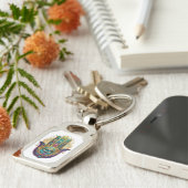 Violet Green Gold Petals Hamsa Turquoise Third Eye キーホルダー (側面)