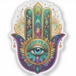 Violet Green Gold Petals Hamsa Turquoise Third Eye シール