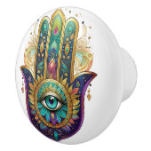 Violet Green Gold Petals Hamsa Turquoise Third Eye セラミックノブ (右)